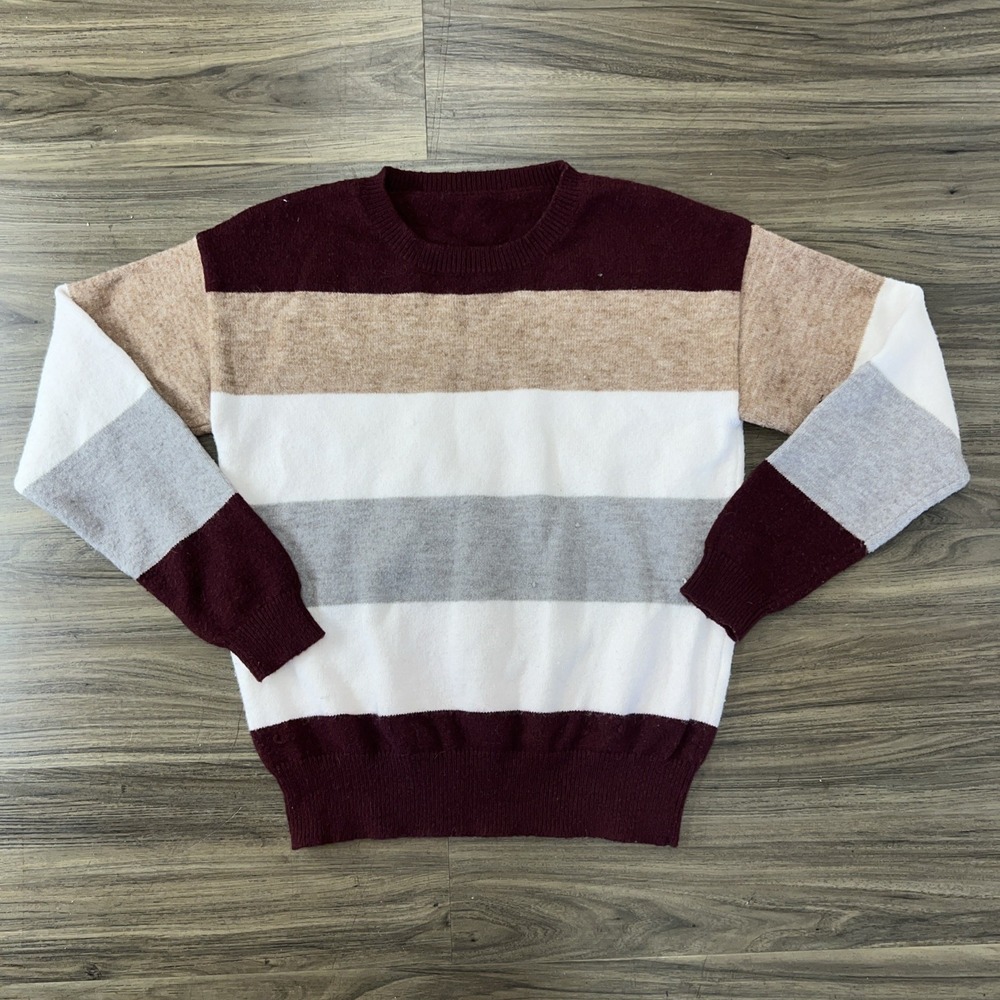 Colorblock Striped Sweater Women's Sz S Preppy